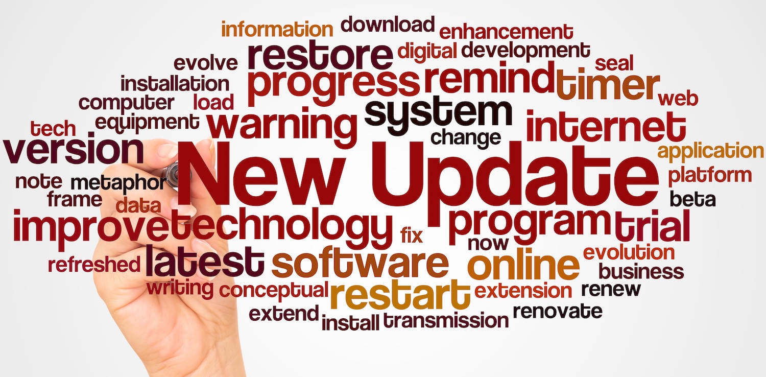 Conceptual images of new update technology with text